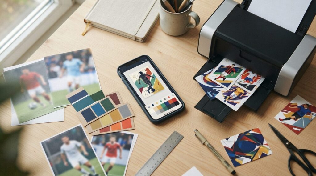 Photorealistic flat lay composition showing the process of c